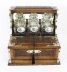 Antique English Victorian Golden Oak 3 Crystal Decanter Tantalus Dry Bar 19th C | Ref. no. A3011 | Regent Antiques