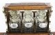 Antique English Victorian Golden Oak 3 Crystal Decanter Tantalus Dry Bar 19th C | Ref. no. A3011 | Regent Antiques