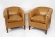 Bespoke Pair English Handmade Amsterdam Leather Arm Chairs Buckskin | Ref. no. A3206 | Regent Antiques