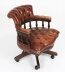 Vintage English Leather Captains Desk Swivel Chair Tan 20th Century | Ref. no. A3466 | Regent Antiques