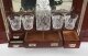 Antique Inlaid Flame Mahogany Three Crystal Decanter Tantalus  19th C | Ref. no. A3914A | Regent Antiques