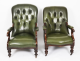 Antique Pair Victorian His & Hers Green Leather Armchairs 19th C | Ref. no. A5177 | Regent Antiques