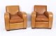 Bespoke Pair English Handmade Art Deco Leather Arm Chairs Bruciato | Ref. no. A5186 | Regent Antiques