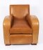 Bespoke Pair English Handmade Art Deco Leather Arm Chairs Bruciato | Ref. no. A5186 | Regent Antiques