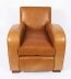 Bespoke Pair English Handmade Art Deco Leather Arm Chairs Bruciato | Ref. no. A5186 | Regent Antiques