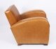Bespoke Pair English Handmade Art Deco Leather Arm Chairs Bruciato | Ref. no. A5186 | Regent Antiques