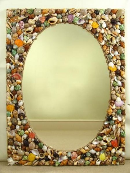 Exquisite Large Mirror Bordered with Colourful Shells | Ref. no. 00040 | Regent Antiques