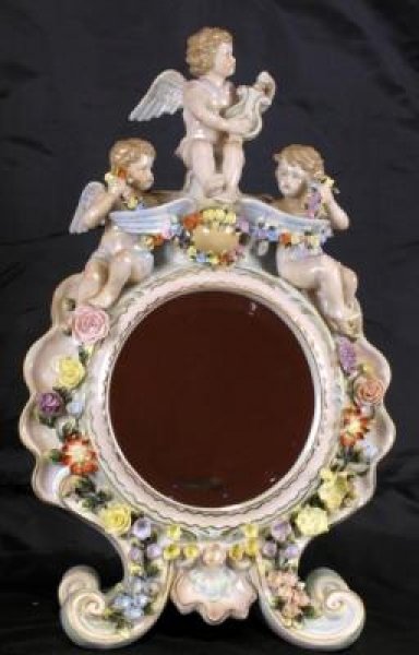 Gorgeous Dresden Hand Painted Porcelain Mirror | Ref. no. 00096 | Regent Antiques
