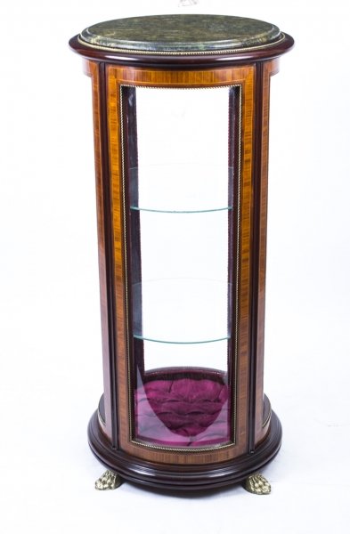 French Circular Glass Mahogany Marble Display Cabinet | Ref. no. 00245 | Regent Antiques