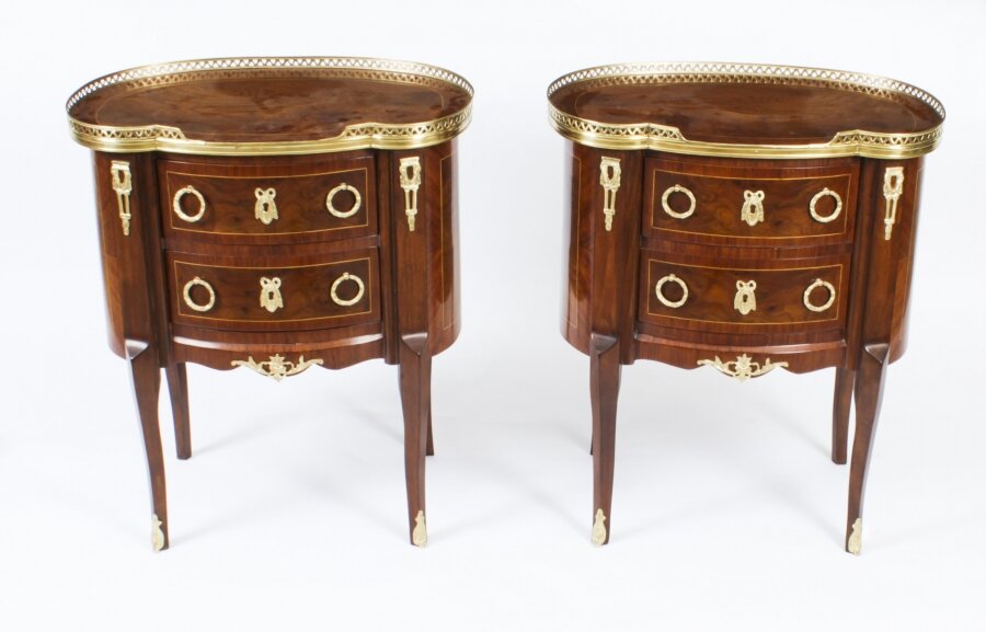 Pair French Louis Revival Walnut Bedside Chests Side Tables Late 20th century | Ref. no. 00248 | Regent Antiques