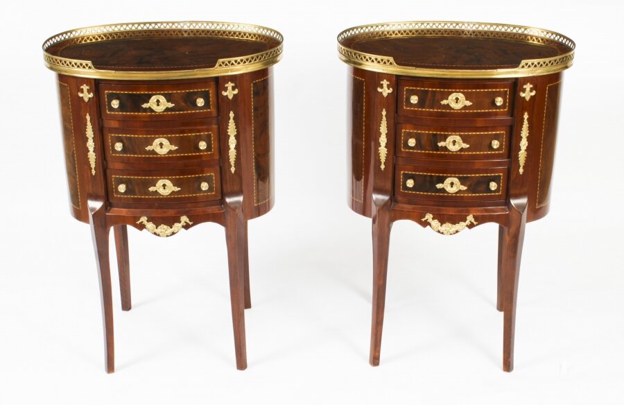 Vintage Pair French Louis Revival Walnut Bedside Cabinets  20th Century | Ref. no. 00250 | Regent Antiques