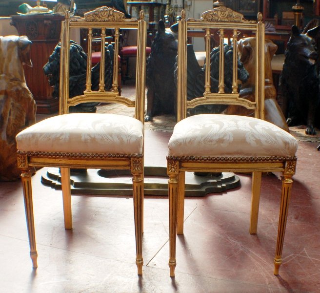 Stunning Pair Fine Gilded Italian Dining Chairs | Ref. no. 00532 | Regent Antiques