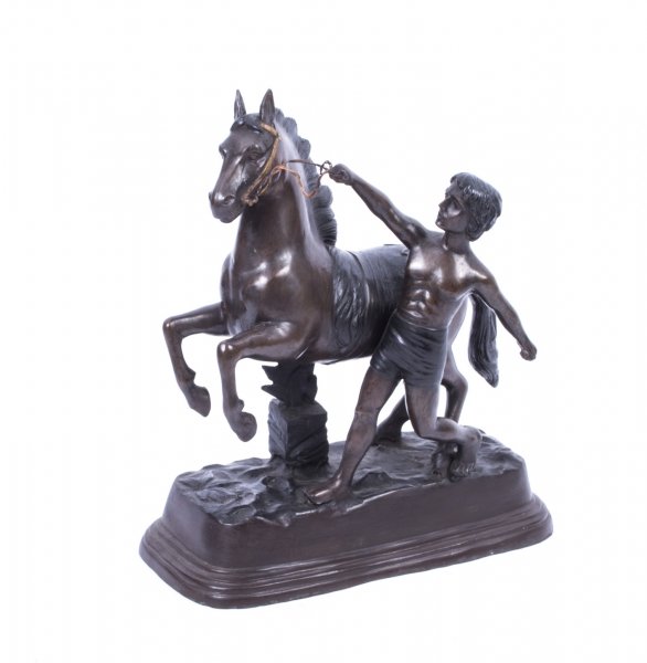 Bronze Horse & Child Statuette After J D\'aste | Ref. no. 00537 | Regent Antiques