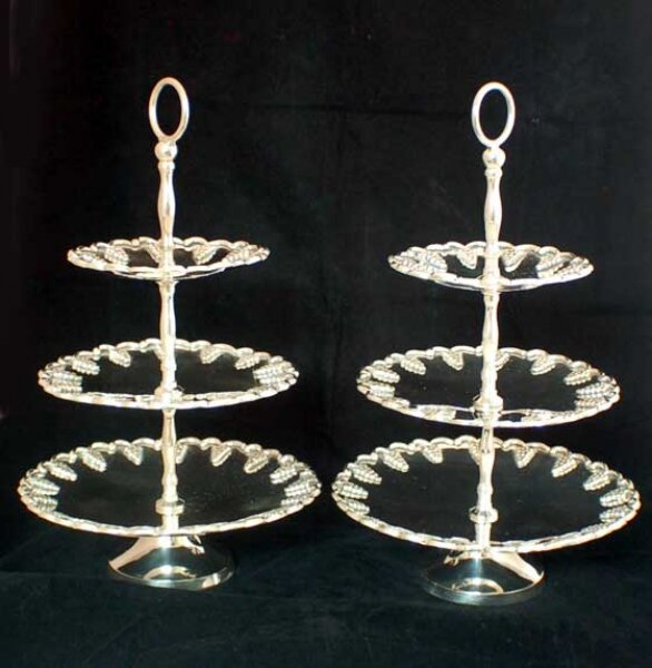 Vintage  Pair Silver Plated Tiered Cake / Biscuit Stands  20th C | Ref. no. 00554 | Regent Antiques