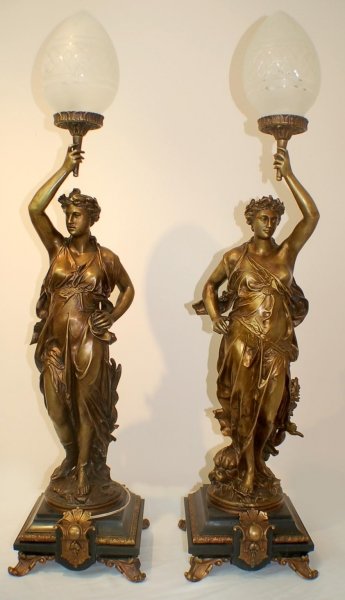 Pair Patinated Bronze Lamps after L. Gregoire | Ref. no. 00566a | Regent Antiques
