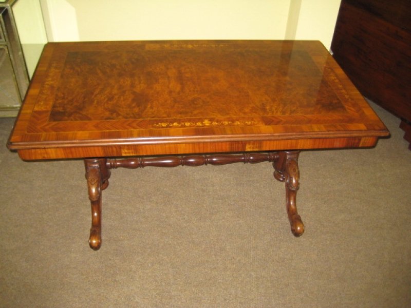 Fine Victorian Cabriole Inlaid Burr Walnut Coffee Table | Ref. no. 00617 | Regent Antiques