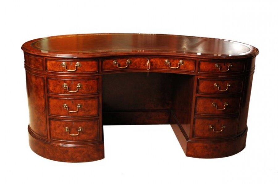 Vintage Victorian Revival Burr Walnut Kidney Partner\'s Desk 20th C | Ref. no. 00758 | Regent Antiques