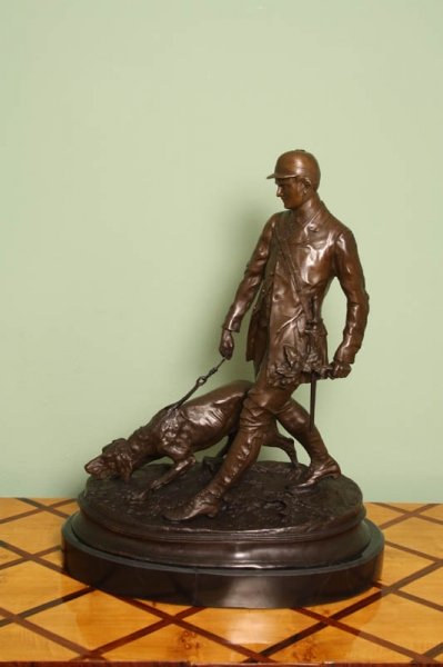 Beautiful Bronze Hunter and Dog Sculpture Mene | Ref. no. 00991 | Regent Antiques