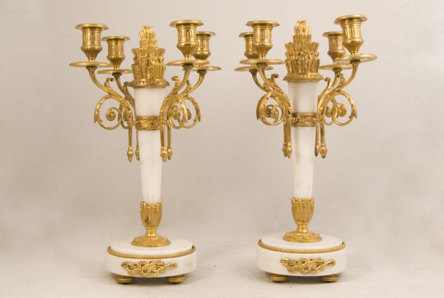 Pair of Magnificent White Marble & Ormolu Candelabras | Ref. no. 01032 | Regent Antiques