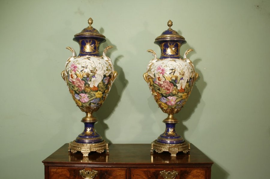 Huge Pair of Royal Blue Imperial Russian Vases | Ref. no. 01075 | Regent Antiques