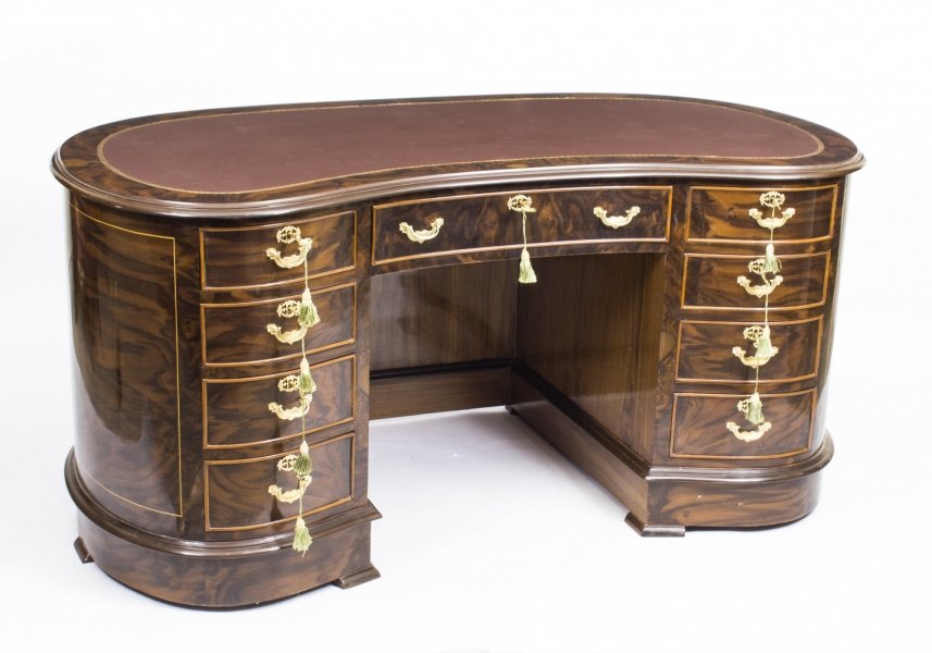 Vintage Victorian Style Burr Walnut Kidney Shaped Desk | Ref. no. 01171 | Regent Antiques
