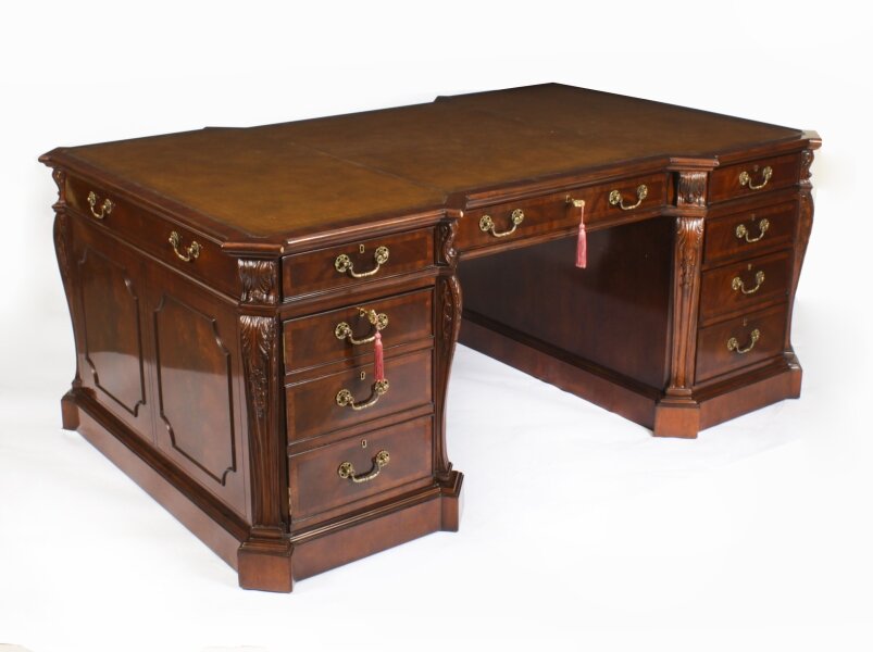 Vintage 6ft Georgian Revival Partners Pedestal Desk 20th C | Ref. no. 01210 | Regent Antiques