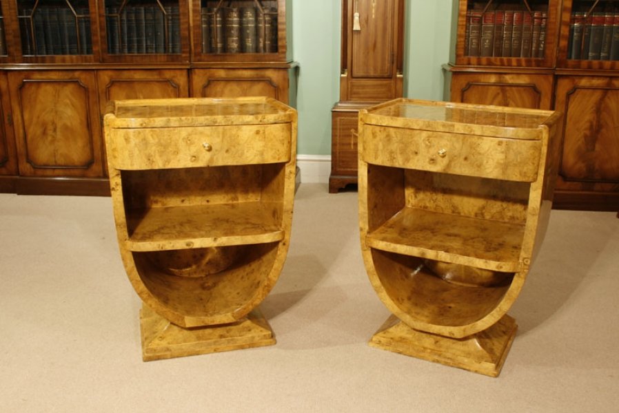 Pair Art Deco Birdseye Maple Bedside Cabinets | Ref. no. 01250 | Regent Antiques