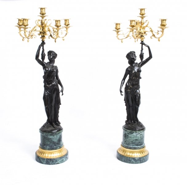 Pair Superb Empire Bronze & Gilded Bronze Candelabras | Ref. no. 01276 | Regent Antiques