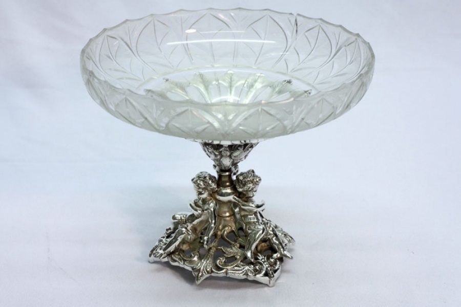 English Sheffield Silver Plate Cherub Glass Centrepiece | Ref. no. 01327 | Regent Antiques
