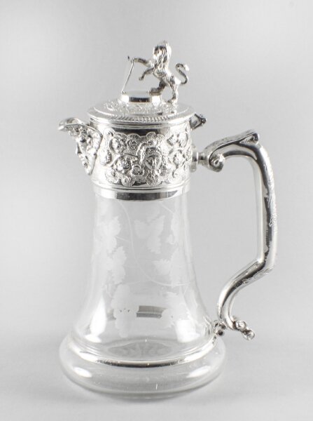 Vintage  Silver Plated Claret Jug Decanter Lion Shield 20th Century | Ref. no. 01346 | Regent Antiques