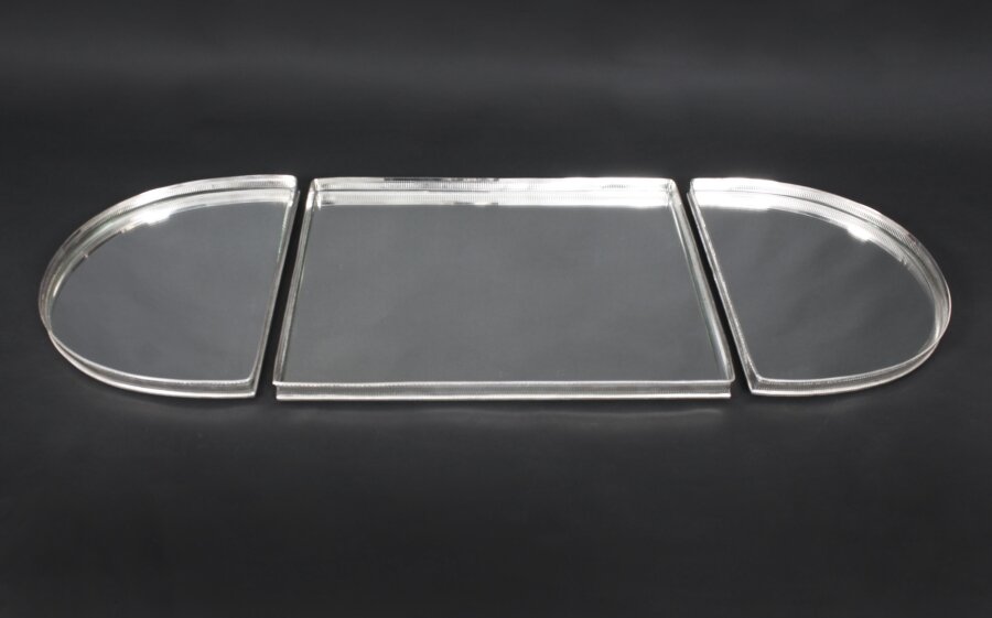 Vintage English Silver Plated 3 Piece Mirrored Plateau Tray 20th Century | Ref. no. 01359x | Regent Antiques