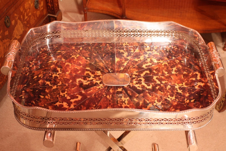 Stunning Silver Plate & Faux Tortoiseshell Tray & Stand | Ref. no. 01366 | Regent Antiques