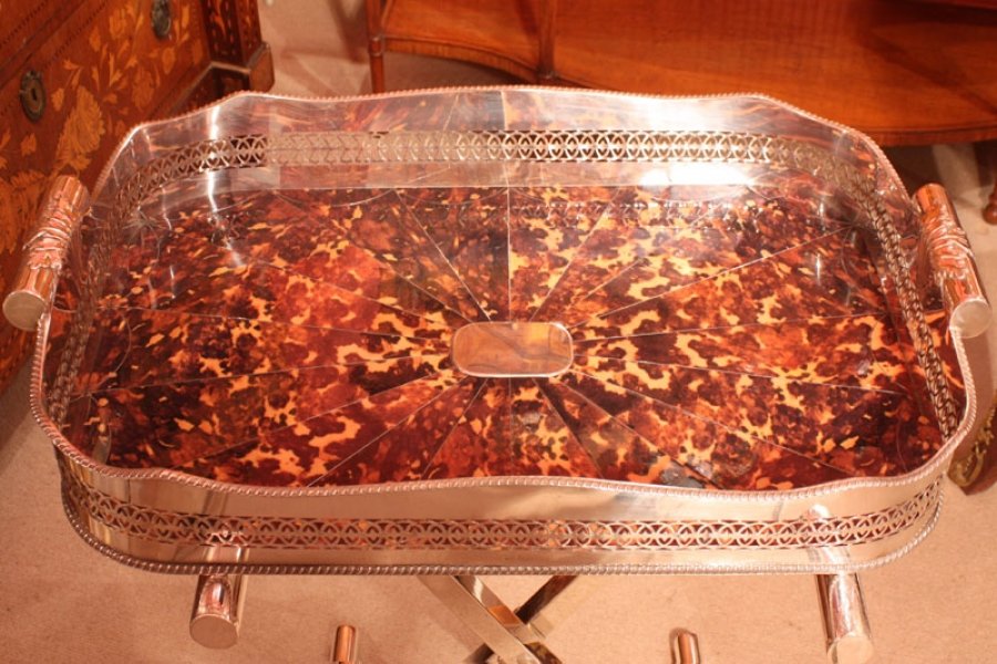 Stunning English Silver Plate & Faux Tortoiseshell Tray | Ref. no. 01367 | Regent Antiques