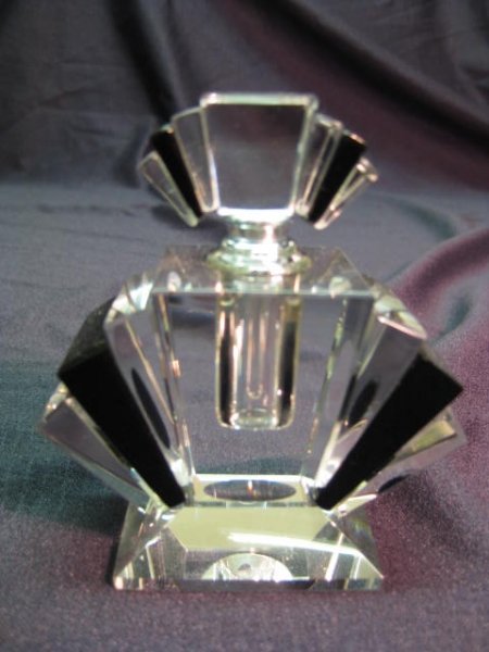 Art Deco Style Clear & Black Crystal Perfume Bottle | Ref. no. 01399 | Regent Antiques