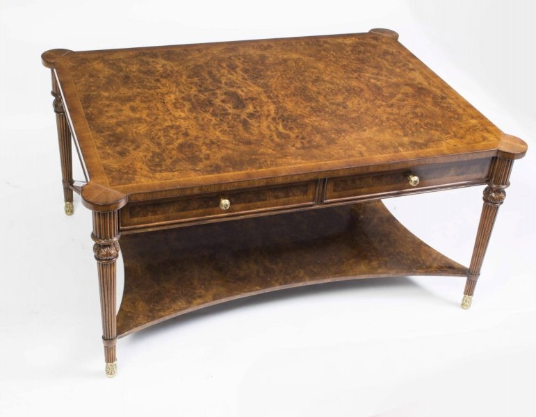 Elegant Burr Walnut Coffee Table With Four Drawers | Ref. no. 01410 | Regent Antiques