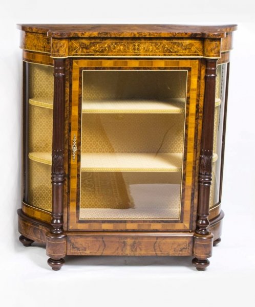 Victorian Style Burr Walnut Inlaid Display Cabinet | Ref. no. 01411a | Regent Antiques
