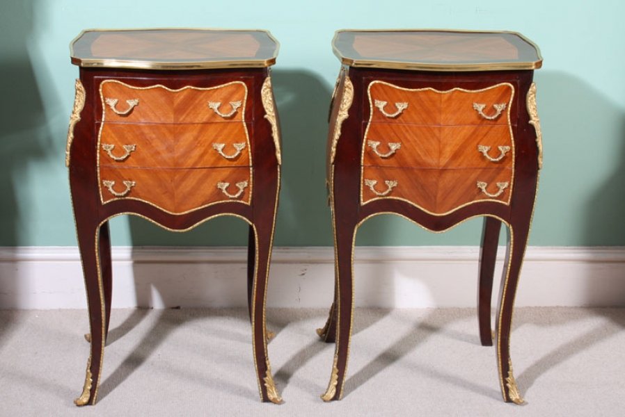 Pair Louis XV Mahogany & Kingwood Side Tables Cabinets | Ref. no. 01432 | Regent Antiques