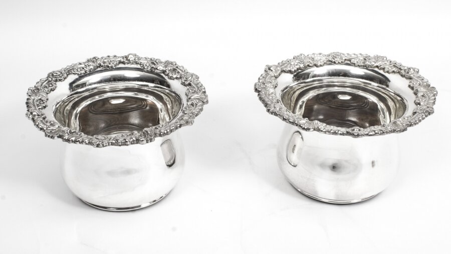 Pair Sheffield Silver Plated English Wine Coasters | Ref. no. 01447 | Regent Antiques
