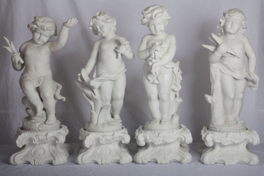 Set Large French Bisque Porcelain Four Seasons Statues | Ref. no. 01451 | Regent Antiques