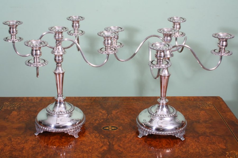Stunning Victorian Silver Plate 5 Light Candelabras | Ref. no. 01500 | Regent Antiques