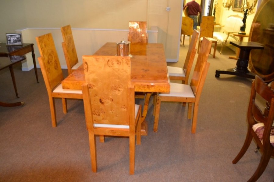 Stunning Art Deco Birdseye Maple Dining Table 6  Chairs | Ref. no. 01504a | Regent Antiques
