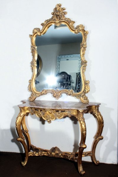 Ornate French Louis XV Giltwood Console Table & Mirror | Ref. no. 01557 | Regent Antiques