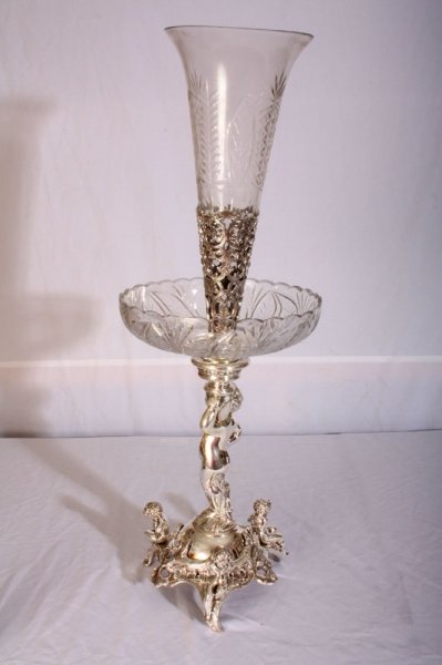 English Silver Plate & Cut Glass Cherub Centrepiece | Ref. no. 01570 | Regent Antiques