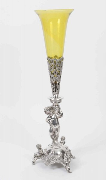 Elegant Silver Plate & Cut Glass Vase | Ref. no. 01570a | Regent Antiques