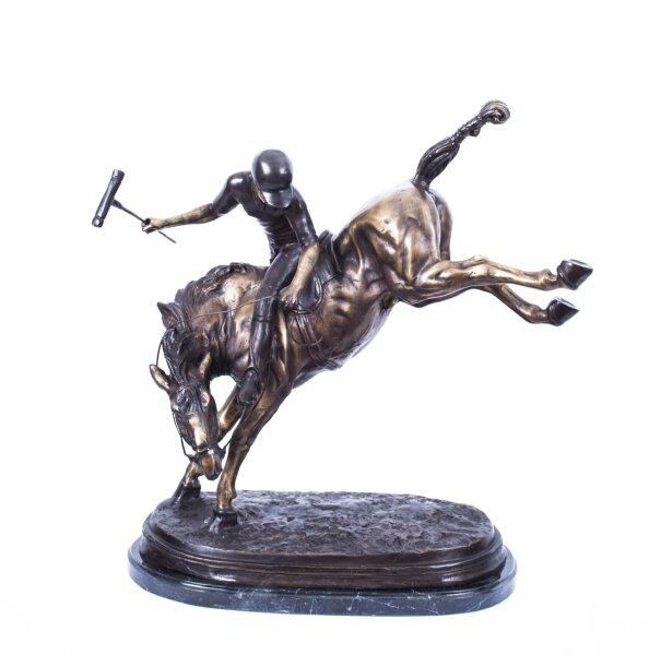 Bronze Sculpture of Polo Player on A Bucking Horse | Ref. no. 01643 | Regent Antiques