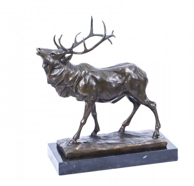 Stunning Bronze Stag Sculpture Marble Base Milo | Ref. no. 01694 | Regent Antiques