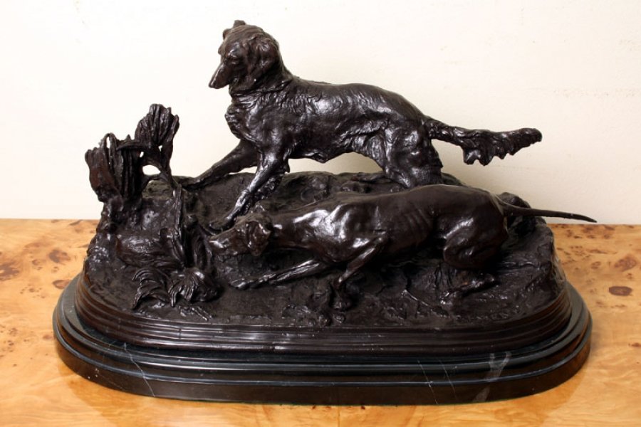 Beautiful Bronze Sculpture Pair of Dogs Hunting P. Mene | Ref. no. 01819 | Regent Antiques