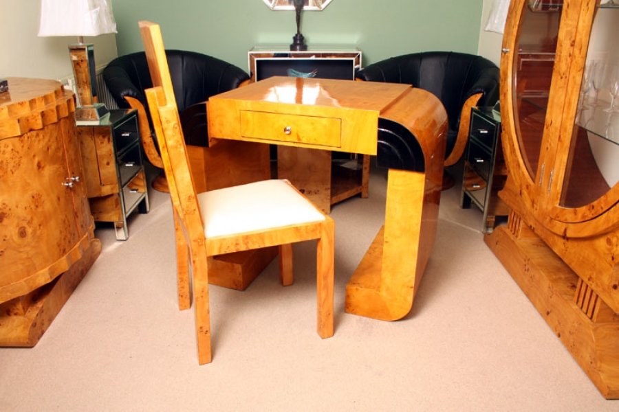 Art Deco Style  Birdseye Maple Small Desk & Chair | Ref. no. 01824 | Regent Antiques
