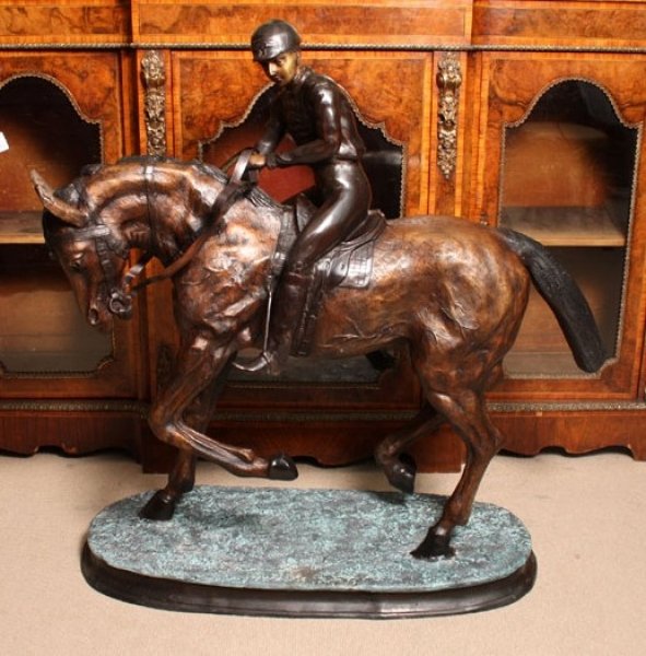 Beautiful Large Bronze Horse and Jockey Sculpture | Ref. no. 01829 | Regent Antiques