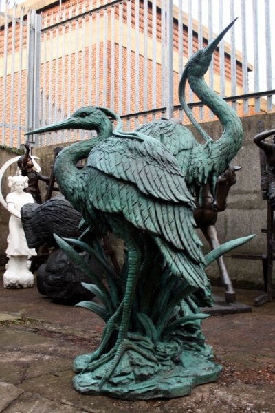 Huge Patinated Bronze Verdigris Fountain Pair of Storks | Ref. no. 01834 | Regent Antiques